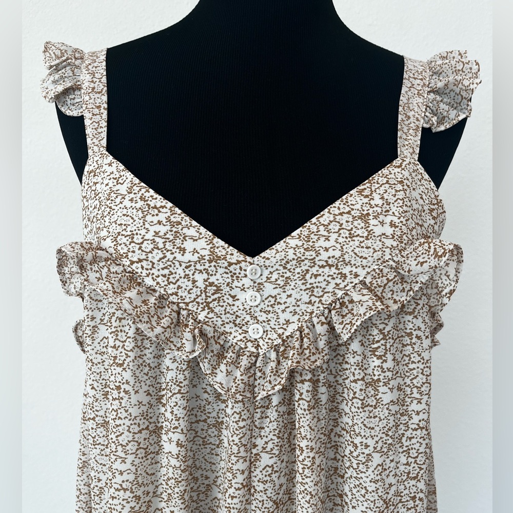 NWT | Women’s Mittoshop Floral Maxi Dress | Tan and Cream | Size Medium